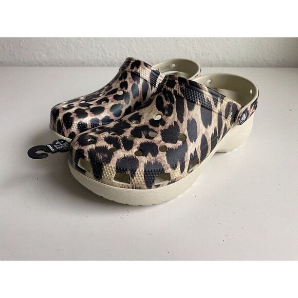 Crocs Women’s Sz 10 Classic Platform Animal Print Clog Bone Leopard 207844-2Y4 - Picture 7 of 12